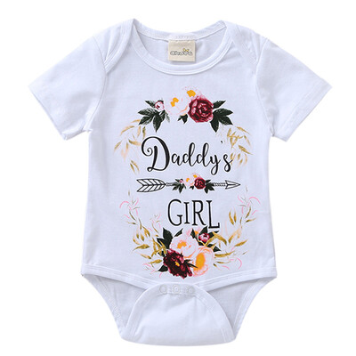 

Summer Casual Fashion Jumpsuits Baby Girl Floral Letter Printing Rompers Kids Toddler Romper