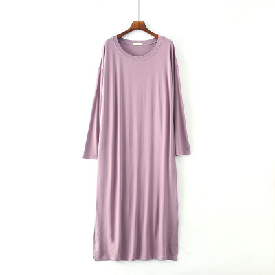 

Pregnant Women Loose Modal Nightdress Ladies Long-sleeved Dress Large Size Long Night Dress