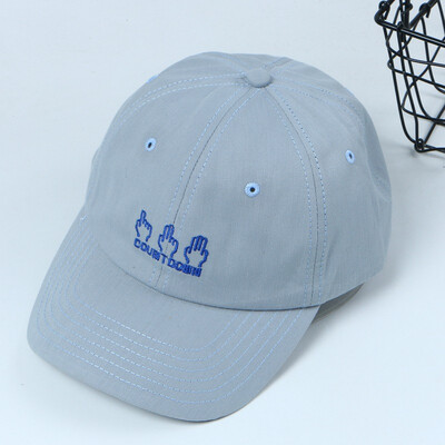 

Korean version of male&female finger cartoon embroidered baseball cap retro student couple couple ins cap sun hat