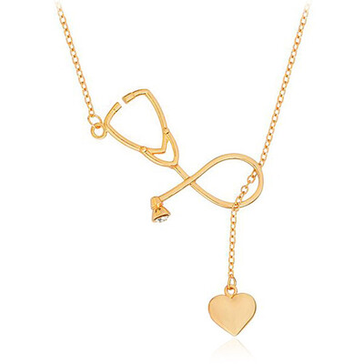 

Fashion Nurse Medical Stethoscope Heart Collar Love Pendant Charming Necklace