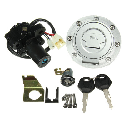 

Motorcycle Metal Fuel Tank Cap Cover Lock Ignition Switch Lock Set for Yamaha YZF R1 R6 FZ6 01-12