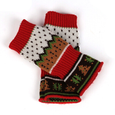 

New Male Female Fingerless Knitted Gloves Winter Warm Long Arm Warmer Mittens Xmas Deers