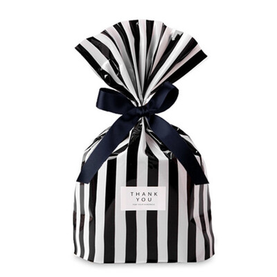 

Creative 50pcsset Christmas Striped Gift Bag Baking Storage Bag Snack Cookie Bag Bread Cake Candy Food Bag
