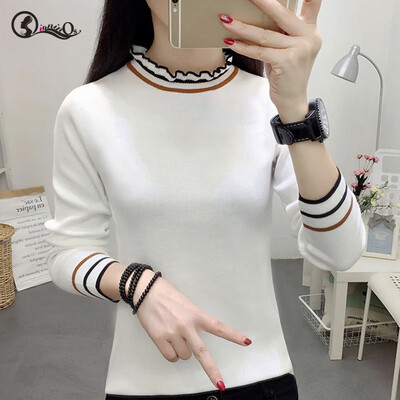

2019 Knitted Women Turtleneck Sweater Pullovers Autumn Winter Basic Women Sweaters Slim Fit Pullover