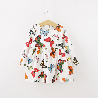 

Spring Print Girl Dresses Kids Clothes Long Sleeve Girl Cotton Casual Dress New