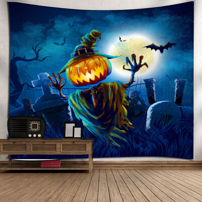 

Toponeto Halloween Moon Pumpkin Tapestry Room Bedspread Wall Art Hanging Home Decor Grand