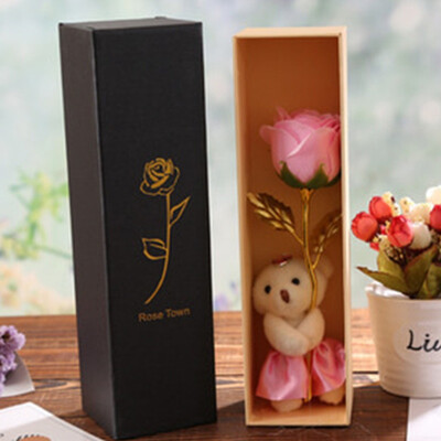 

Bear Doll Gold Foil Flower with Luxury Box Rose Soap Scented Petal Bath Wedding Cleaning Love Gift Birthday Lovely Romantic