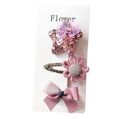

3 Pieces Set Children Handmade Bow Hair Clip Baby Girls Hair Ring Cloth Fabric Hair Accessories 1-12Y