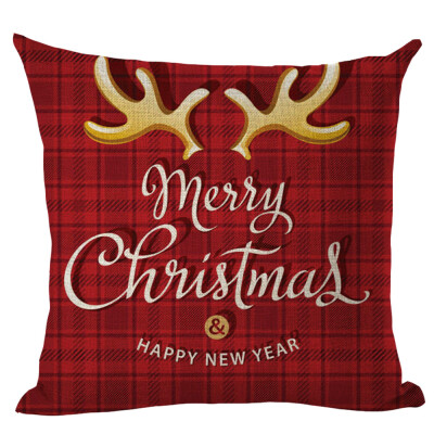 

Siaonvr Merry Christmas Pillow Cases Linen Sofa Cushion Cover Home Decor Pillow Core