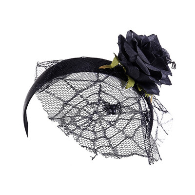 

Black Spider Mesh Headband Rose Flower Headband Halloween Christmas Carnivals Masquerade Party Wedding Supplies