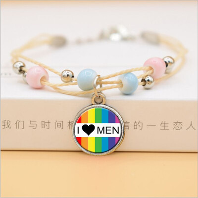 

Women Men Bead Unicorn Gay Pride Rainbow Ceramics Pendent Bracelet Jewelry