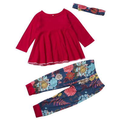 

3PCS Newborn Baby Girl Clothes Set Tops T-shirt Floral Pants Leggings Outfits