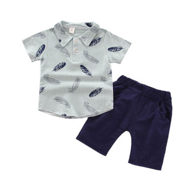 

Summer Baby Boys clothes Casual Short Sleeve Fur Print T-shirt TopsShorts Costume Set for boys 6M-4T