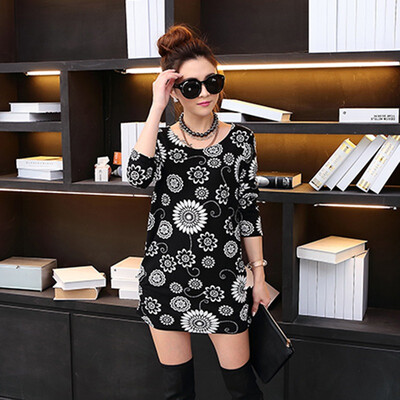 

Ethnic style Printed Long Sleeve Loose bottoming shirt O-Neck Chiffon Casual Elegant Blouses Tops