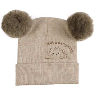 

Cute Winter Newborn Cute Warm Kids Girls Boys Baby Cartoon Bear Hats Knitted Wool Hemming Caps With Ball