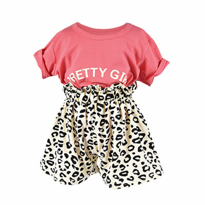 

Baby Girls Kid Clothes Set 2019 Summer Cute Toddler Girl Clothes 2PCS Short Sleeve T-shirt Top Leopard Shorts Outfits Sets