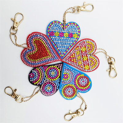 

5pcsset Drill 5D DIY Diamond Painting Love Heart Keychain Key Ring Embroidery Painting Gift Cross Stitch Needlework