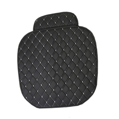

50x50cm Universal Car Front Seat Cover Cushion Pads Black PU Leather White Line