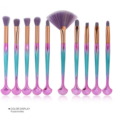 

10pcs Tool Shell Makeup Brushes Set Soft Eyes Shadow Brow Blush Lip Concealer Fan Cosmetic Make Up Brush Kit