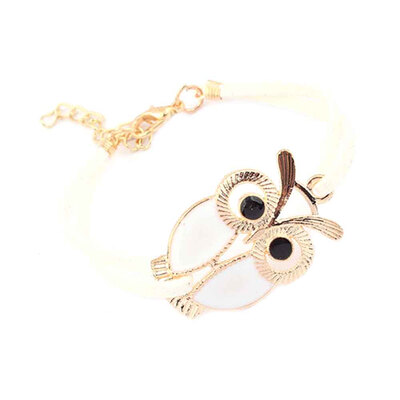 

Owl Pendant Leather Charm Bracelet Charm Girls Jewelry New Birthday Gift