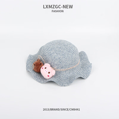 

Sun protection hat Korean cartoon childrens sun hat wave big cornice hat boys&girls travel along straw hat sun protection