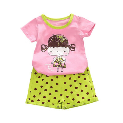 

Toddler Baby Kids Girls Clothes Set Short Sleeve Bow Tops Dot Short Casual Outfit Set Baby Girl Clothes