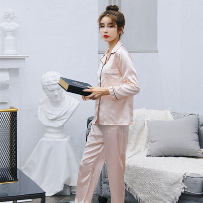 

Women Men Ice Silk Satin Pajamas Set Comfy Long Sleeve Sleepwear Pijama Pyjamas Suit Female Male Sleep Two Piece Sets Loungewear