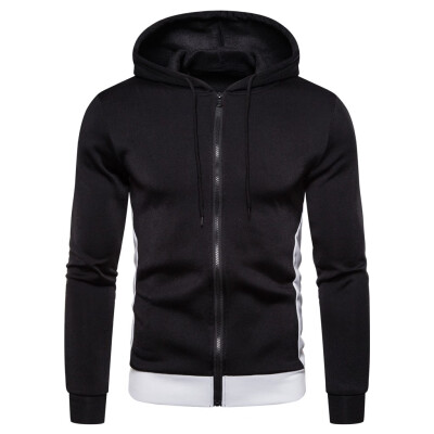 

Toponeto Men Zipper Splicing Button Pullover Long Sleeve Hooded Sweatshirt Tops Blouse