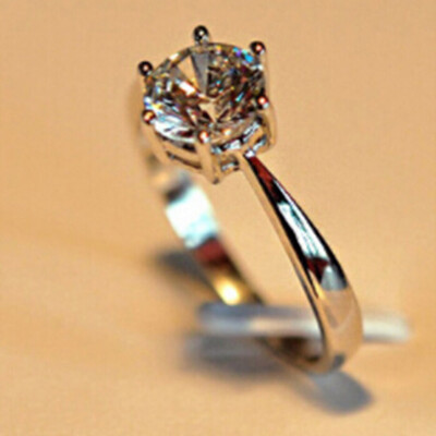 

Fashion Women 925 Sterling Silver Jewelry Filled Wedding Engagement Crystal Ring