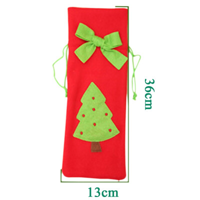 

Christmas Decoration Santa Claus Green Christmas Tree Elk Green Bow Knot Embroidery Pattern Wine Bottle Set