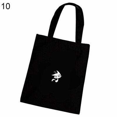

Fashion Letter Print Cartoon Fish Canvas Shopping Bag Large Capacity Casual Tote