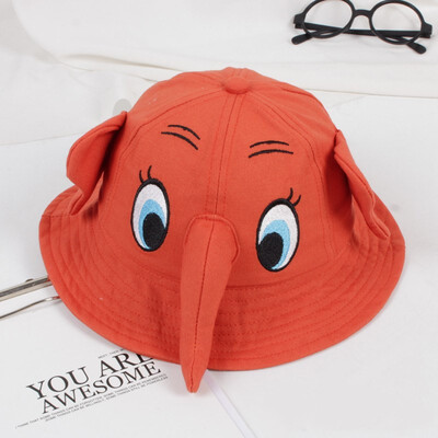 

Autumn Baby Boys Girls Toddler Cartoon Elephant Bucket Hats With Ear Design Caps Reversible Sun Headwear