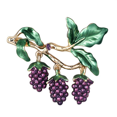 

Women Leaves Grapes Shape Brooches Pin Girls Alloy Breastpin Clothes Decorations Jewelry Gift