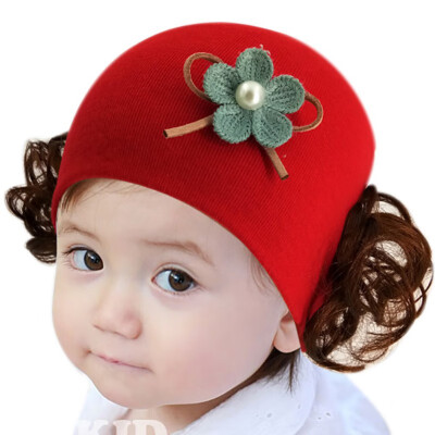 

New Cute Toddler Kids Baby Girl Cute Flower Wig Design Winter Warm Hat Cap Headwear