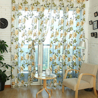 

Top Selling For 1 Pcs Elegant Floral Tulle Voile Window Curtain Panel Sheer Drape Scarf Valances Drop Shipping