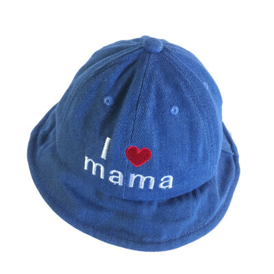 

Boys Girls Children Denim Bucket Hats Child Caps Sun Protection Cute Fashion Heart Letter Holiday Travel Hat Age 2-5