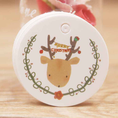 

100pcs\set Cute Circle Shape Kraft Christmas Paper Gift Hang Tag For Christmas Favors\Baby Toy Display Package\Label Tag