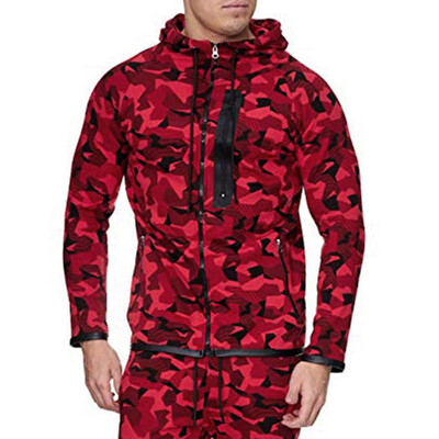 

Toponeto Mens Autumn Winter Vintage Zipper Hooded Print Long Sleeve Outdoor Coat