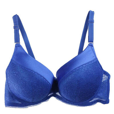 

Sexy Women Bra Plus Size Bra Push Up Back Closure Lace Push Up Underwire Solid Blue Ladies Underwear Bra Girl Underwear Top