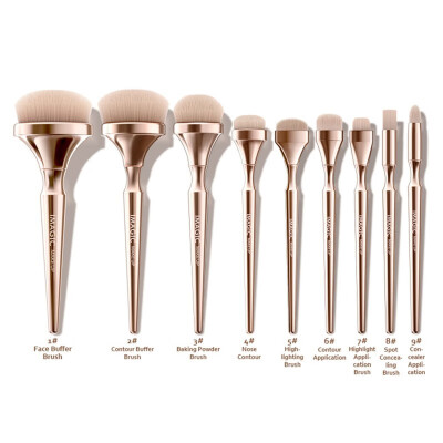 

9pcs Make-Up Kwasten Kit Soft Nylon Blending Brush Metallic Maquillaje Professional Makeup Brushes