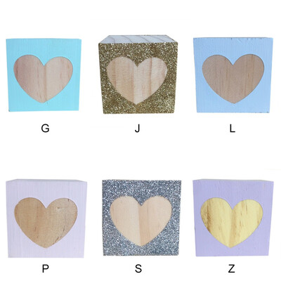 

Solid Wood Square Decoration Heart Baby Photo Props Home Decoration