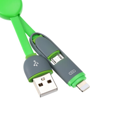 

USB Charging Cable 2 in 1 Charging Cable Micro USB Lightning Ports Mobile Phone Charger for iPhone Android Black