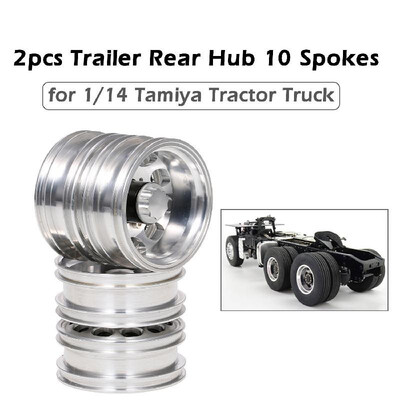 

2pcs Trailer Rear Hub Aluminum Alloy Rim 10 Spokes for 114 Tamiya Tractor Truck RC Climber Trailer