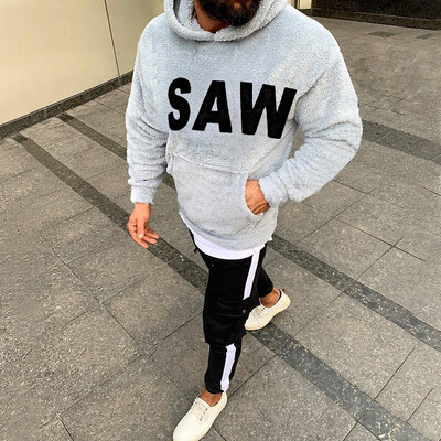 

Toponeto Mens New Fashion Casual Letter Printed Suede Long Sleeve Sweater Blouse