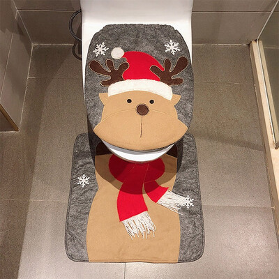 

Christmas Toilet Seat Cover Rug Set for Home Hotel Decoration