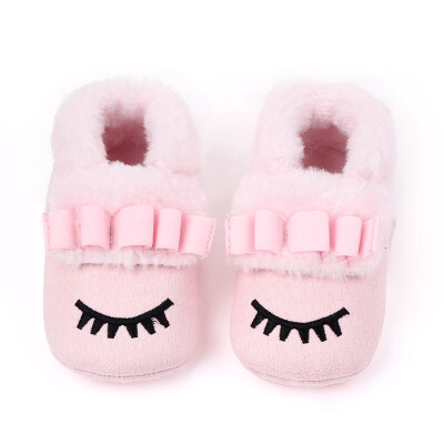 

Winter Baby Girls Boys Warm Shoes Anti-Slip Casual Cartoon Eyes Sneakers Toddler Soft Soled Walking Shoes 0-12M