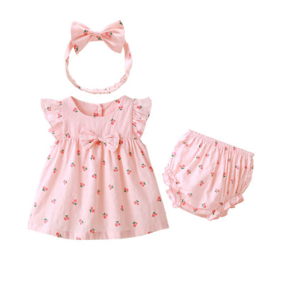 

3PCS Baby Girls Summer Clothes Sets Kids Clothes Baby Sleeveless Ruffles Solid Tops Cute Shorts Headband Outfits