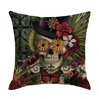 

2019 New Halloween Pillowcase Unique Skeleton Head Pattern Sofa Cushion Cover Festive Party Supplies