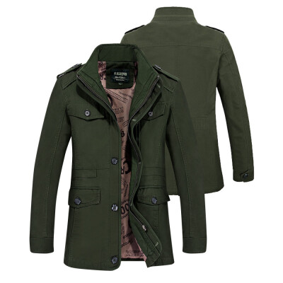 

Gobestart Men Winter Warm Jacket Overcoat Outwear Slim Long Trench Buttons Zipper Coat