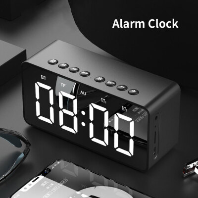 

Super Bass Wireless Stereo Speakers Mirror Alarm Clock Portable Bluetooth Speaker Mirror Alarm Clock